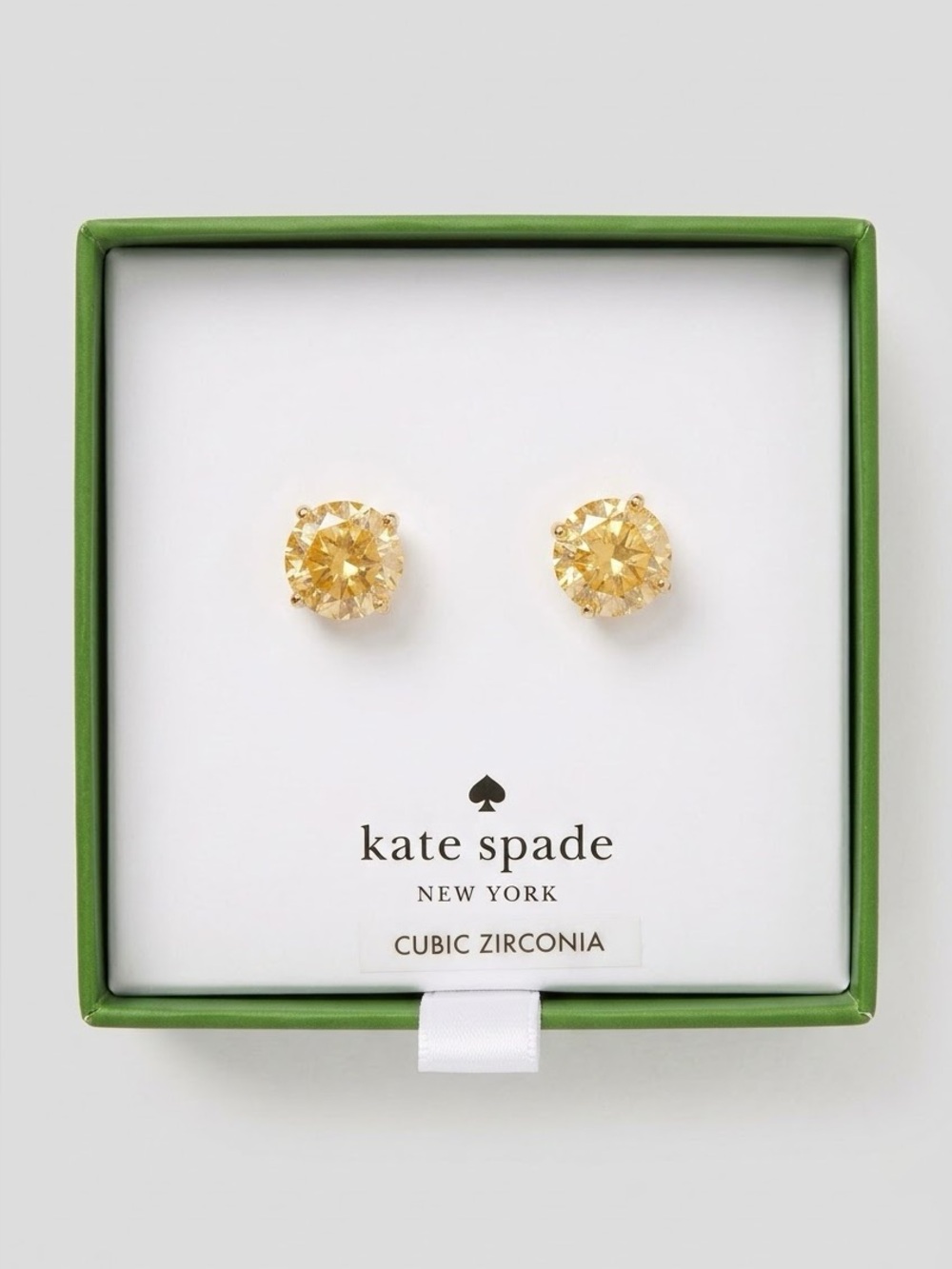 NWT Kate Spade New York Yellow Cubic Zirconia Gold Tone Stud Earrings